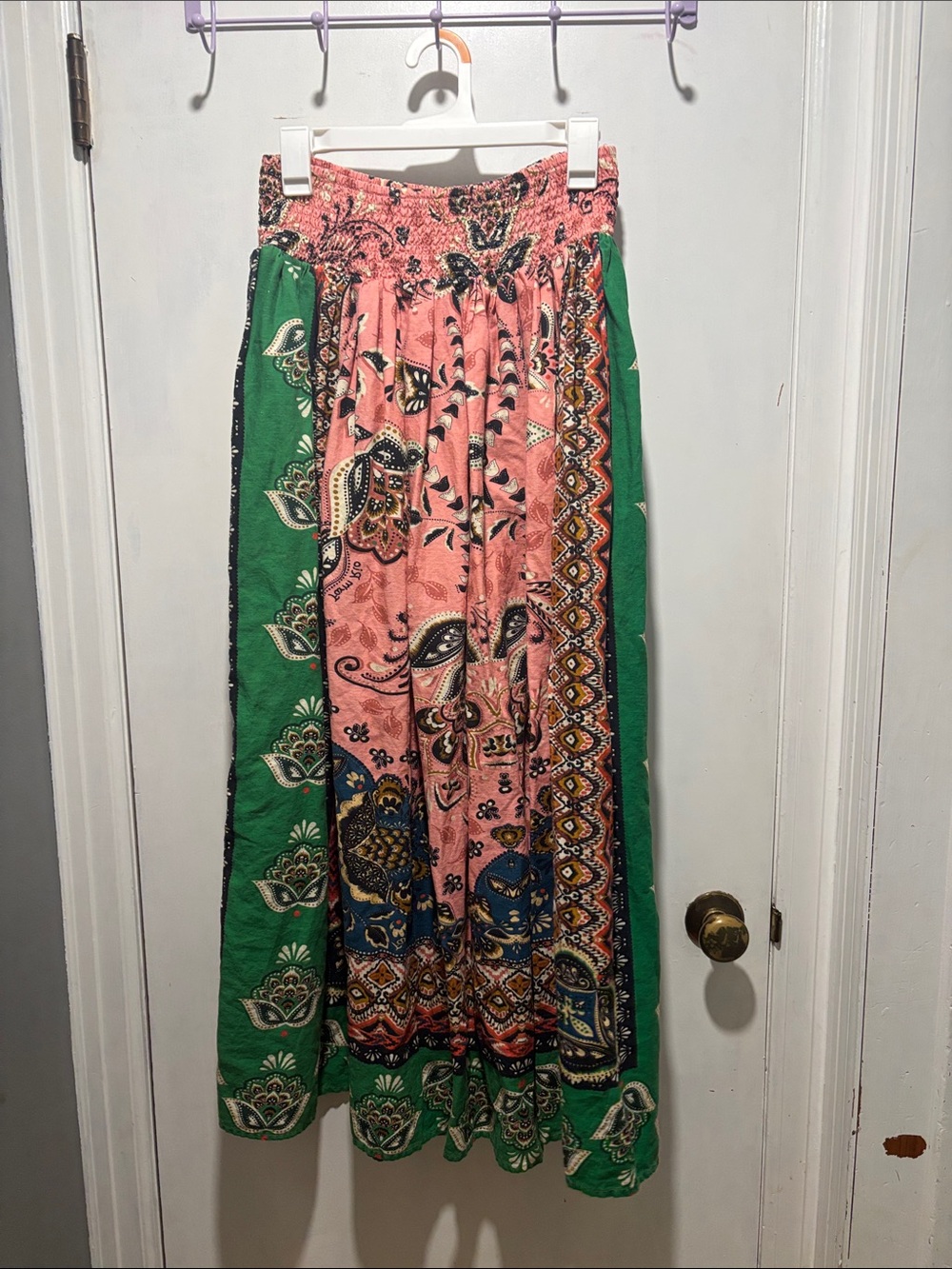 FARM Rio Pink and Green Paisley Maxi Skirt